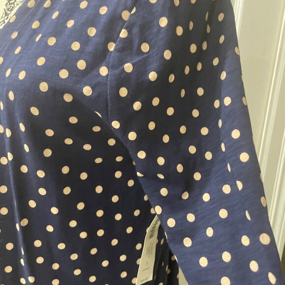 POLKA DOT NAVY BLUE  PINK PREPPY CARDIGAN CHICOS SIZE 1 US MEDIUM - Picture 3 of 16